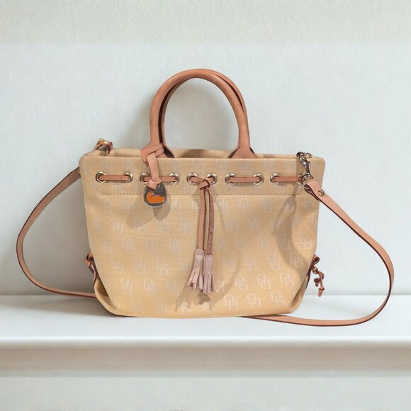 Dooney & Bourke Yellow Signature Tassel Tote Handbag Medium w/ Crossbody Strap - Picture 1 of 10